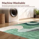 Ultra Soft Area Rug, Non Slip, Stain Resistant, Washable Area Rugs for Living Room, Bedroom, Subtle Gray Tiled Composition(Green)