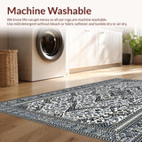 Ultra Soft Area Rug, Non Slip, Stain Resistant, Washable Area Rugs for Living Room, Bedroom, Elegant Cozy Ogee Pattern(Gray)