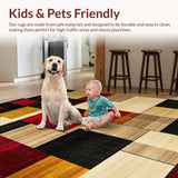 Ultra Soft Area Rug, Non Slip, Stain Resistant, Washable Area Rugs for Living Room, Bedroom, Vibrant Modern Patchwork Aesthetic(Beige)