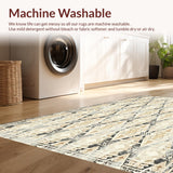 Ultra Soft Area Rug, Non Slip, Stain Resistant, Washable Area Rugs for Living Room, Bedroom, Beige Boho Diamond Vintage Inspired Geometric(Beige)