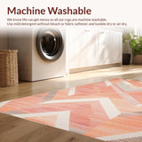 Ultra Soft Area Rug, Non Slip, Stain Resistant, Washable Area Rugs for Living Room, Bedroom, Contemporary Peach Geometric Fusion(Orange)