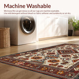 Ultra Soft Area Rug, Non Slip, Stain Resistant, Washable Area Rugs for Living Room, Bedroom, Chic Colorful Textured Motif(Red)