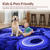 Ultra Soft Area Rug, Non Slip, Stain Resistant, Washable Area Rugs for Living Room, Bedroom, Playful Dragon Fantasy Expression(Blue)