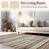 Ultra Soft Area Rug, Non Slip, Stain Resistant, Washable Area Rugs for Living Room, Bedroom, Whimsical Soft-Toned Stripe Arrangement(Orange)