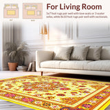 Ultra Soft Area Rug, Non Slip, Stain Resistant, Washable Area Rugs for Living Room, Bedroom, Lively Yellow Geometric Fusion(Yellow)