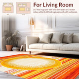 Ultra Soft Area Rug, Non Slip, Stain Resistant, Washable Area Rugs for Living Room, Bedroom, Bold Colorful Sunray Style(Orange)
