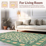 Ultra Soft Area Rug, Non Slip, Stain Resistant, Washable Area Rugs for Living Room, Bedroom, Ornate Olive Meditation Space Washable Rug(Ivory)