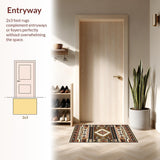 Ultra Soft Area Rug, Non Slip, Stain Resistant, Washable Area Rugs for Living Room, Bedroom, Southwest Earthy Geometric Elegance(Brown)