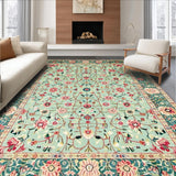 Ultra Soft Area Rug, Non Slip, Stain Resistant, Washable Area Rugs for Living Room, Bedroom, Chic Vintage Ogee Arrangement(Blue)