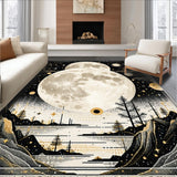 Ultra Soft Area Rug, Non Slip, Stain Resistant, Washable Area Rugs for Living Room, Bedroom, Trendy Half Moon Textile Art(Gold)
