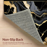 Ultra Soft Area Rug, Non Slip, Stain Resistant, Washable Area Rugs for Living Room, Bedroom, Opulent Golden Marble Aesthetic(Black)