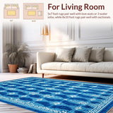 Ultra Soft Area Rug, Non Slip, Stain Resistant, Washable Area Rugs for Living Room, Bedroom, Whimsical Blue Bow Pattern Rug for Fun and Stylish Decor(Blue)