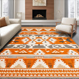 Ultra Soft Area Rug, Non Slip, Stain Resistant, Washable Area Rugs for Living Room, Bedroom, Lively Southwestern Color Fusion(Orange)