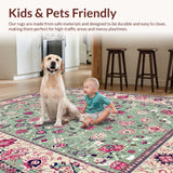 Ultra Soft Area Rug, Non Slip, Stain Resistant, Washable Area Rugs for Living Room, Bedroom, Timeless Floral Patterned Charm(Gray)