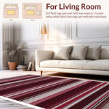 Ultra Soft Area Rug, Non Slip, Stain Resistant, Washable Area Rugs for Living Room, Bedroom, Colorful Striped Boho Elegance(Red)