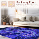 Ultra Soft Area Rug, Non Slip, Stain Resistant, Washable Area Rugs for Living Room, Bedroom, Modern Artistic Dragon Illustration(Blue)