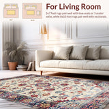 Ultra Soft Area Rug, Non Slip, Stain Resistant, Washable Area Rugs for Living Room, Bedroom, Artful Muted Floral Composition(Beige)