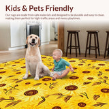 Ultra Soft Area Rug, Non Slip, Stain Resistant, Washable Area Rugs for Living Room, Bedroom, Artisan Crafted Rustic Floral Delight(Yellow)