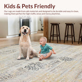 Ultra Soft Area Rug, Non Slip, Stain Resistant, Washable Area Rugs for Living Room, Bedroom, Chic Modern Patchwork Aesthetic(Gold)