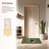 Ultra Soft Area Rug, Non Slip, Stain Resistant, Washable Area Rugs for Living Room, Bedroom, Rustic Nature-Inspired Patchwork Aesthetic(Green)