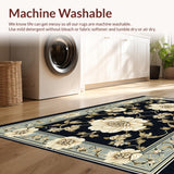 Ultra Soft Area Rug, Non Slip, Stain Resistant, Washable Area Rugs for Living Room, Bedroom, Rustic Cream Trellis Inspiration(Black)