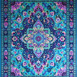 Ultra Soft Area Rug, Non Slip, Stain Resistant, Washable Area Rugs for Living Room, Bedroom, Eclectic Vintage Floral Fusion(Blue)