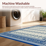 Ultra Soft Area Rug, Non Slip, Stain Resistant, Washable Area Rugs for Living Room, Bedroom, Coastal Anchor Accent in Blue and Beige Color Palette(Blue)