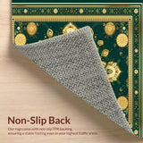 Ultra Soft Area Rug, Non Slip, Stain Resistant, Washable Area Rugs for Living Room, Bedroom, with Ornate(Green)
