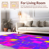 Ultra Soft Area Rug, Non Slip, Stain Resistant, Washable Area Rugs for Living Room, Bedroom, Cheerful Color Splash Symmetry(Purple)