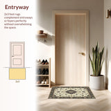 Ultra Soft Area Rug, Non Slip, Stain Resistant, Washable Area Rugs for Living Room, Bedroom, Classic Vintage Botanical Motif(Beige)