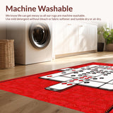 Ultra Soft Area Rug, Non Slip, Stain Resistant, Washable Area Rugs for Living Room, Bedroom, Stylish Red and White Contrast(Red)
