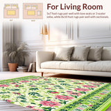 Ultra Soft Area Rug, Non Slip, Stain Resistant, Washable Area Rugs for Living Room, Bedroom, Floral Area Botanical Artistry(Ivory)