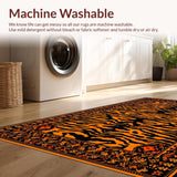 Ultra Soft Area Rug, Non Slip, Stain Resistant, Washable Area Rugs for Living Room, Bedroom, Vivid Warm Toned Wildlife Theme(Black)