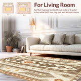 Ultra Soft Area Rug, Non Slip, Stain Resistant, Washable Area Rugs for Living Room, Bedroom, Tribal Farmhouse Non-Slip Entryway Area Carpet(Beige)