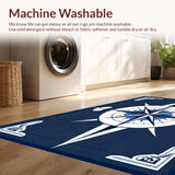 Ultra Soft Area Rug, Non Slip, Stain Resistant, Washable Area Rugs for Living Room, Bedroom, Striking Abstract Nautical Elements(Blue)