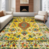 Ultra Soft Area Rug, Non Slip, Stain Resistant, Washable Area Rugs for Living Room, Bedroom, Stylish Warm Color Palette Design(Yellow)
