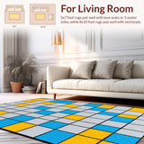Ultra Soft Area Rug, Non Slip, Stain Resistant, Washable Area Rugs for Living Room, Bedroom, Lively Modern Patterned Play Zone(Blue)