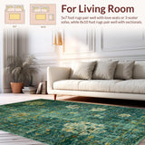 Ultra Soft Area Rug, Non Slip, Stain Resistant, Washable Area Rugs for Living Room, Bedroom, Boho Garden Rug(Blue)