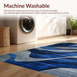 Ultra Soft Area Rug, Non Slip, Stain Resistant, Washable Area Rugs for Living Room, Bedroom, Bold Geometric Layered Visuals(Blue)