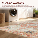 Ultra Soft Area Rug, Non Slip, Stain Resistant, Washable Area Rugs for Living Room, Bedroom, Sophisticated Earthy Geometric Arrangement(Red)