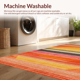 Ultra Soft Area Rug, Non Slip, Stain Resistant, Washable Area Rugs for Living Room, Bedroom, Whimsical Pastel Geometric Arrangement(Orange)