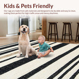 Ultra Soft Area Rug, Non Slip, Stain Resistant, Washable Area Rugs for Living Room, Bedroom, Ivory Black Kitchen Easy-Cleaning Area Rug(White)