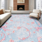 Ultra Soft Area Rug, Non Slip, Stain Resistant, Washable Area Rugs for Living Room, Bedroom, Scalloped Ribbon Edge Rug With Oversized Bow Motif And Preppy Curved Shapes(Blue)