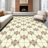 Dune Mosaic Area Featuring Symmetrical Geometric Tilework(Beige)