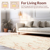 Ultra Soft Area Rug, Non Slip, Stain Resistant, Washable Area Rugs for Living Room, Bedroom, Elegant Floral Low Pile Area Boho Chic(Beige)
