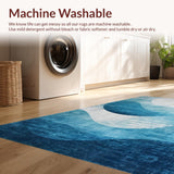 Ultra Soft Area Rug, Non Slip, Stain Resistant, Washable Area Rugs for Living Room, Bedroom, Contemporary Circle Rug with Dynamic Distressed Blue Ombre Pattern(Blue)