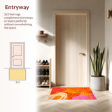 Ultra Soft Area Rug, Non Slip, Stain Resistant, Washable Area Rugs for Living Room, Bedroom, Energetic Modern Artistic Approach(Orange)