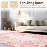 Ultra Soft Area Rug, Non Slip, Stain Resistant, Washable Area Rugs for Living Room, Bedroom, Delicate Creamy Petal Aesthetic(Pink)