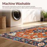 Ultra Soft Area Rug, Non Slip, Stain Resistant, Washable Area Rugs for Living Room, Bedroom, Dynamic Orange Floral Elegance(Orange)