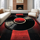 Ultra Soft Area Rug, Non Slip, Stain Resistant, Washable Area Rugs for Living Room, Bedroom, Bold Geometric Audio Visual Style(Black)